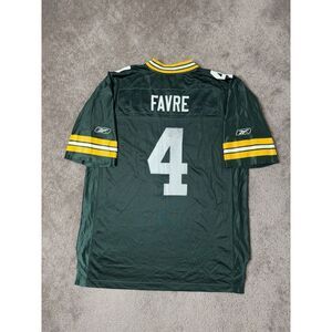 Mens Jersey #4 Brett Favre Green Bay Packers Reebok Field‎ NFL Football Size XL